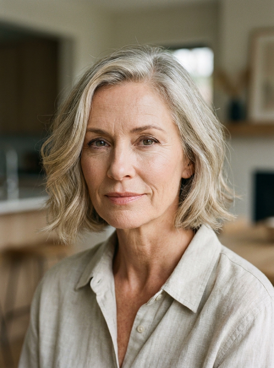 Kinnlanger Bob mit Seitenscheitel als Frisuren für kurze Haare ab 50 Inspiration 2026